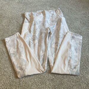 Creamy White and Grey Geometric Lululemon Leggings